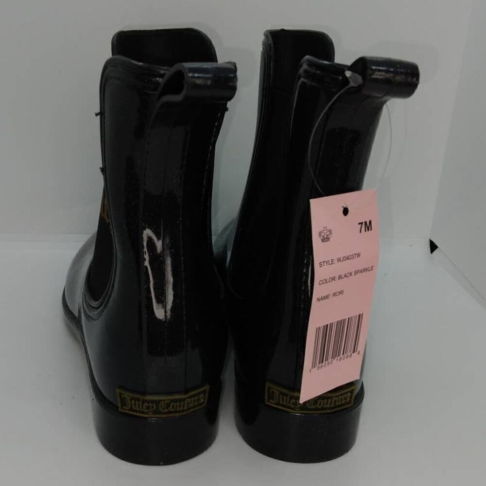 Juicy Couture New Women's Black w/Gold Sparkles Designer Ankle Boots - sz. 7 - Picture 5 of 7
